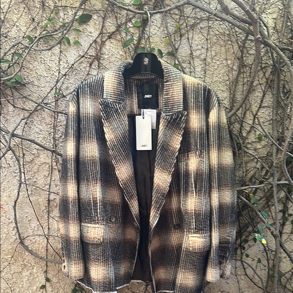 JNBY Women's Plaid Jacket - Black and Cream